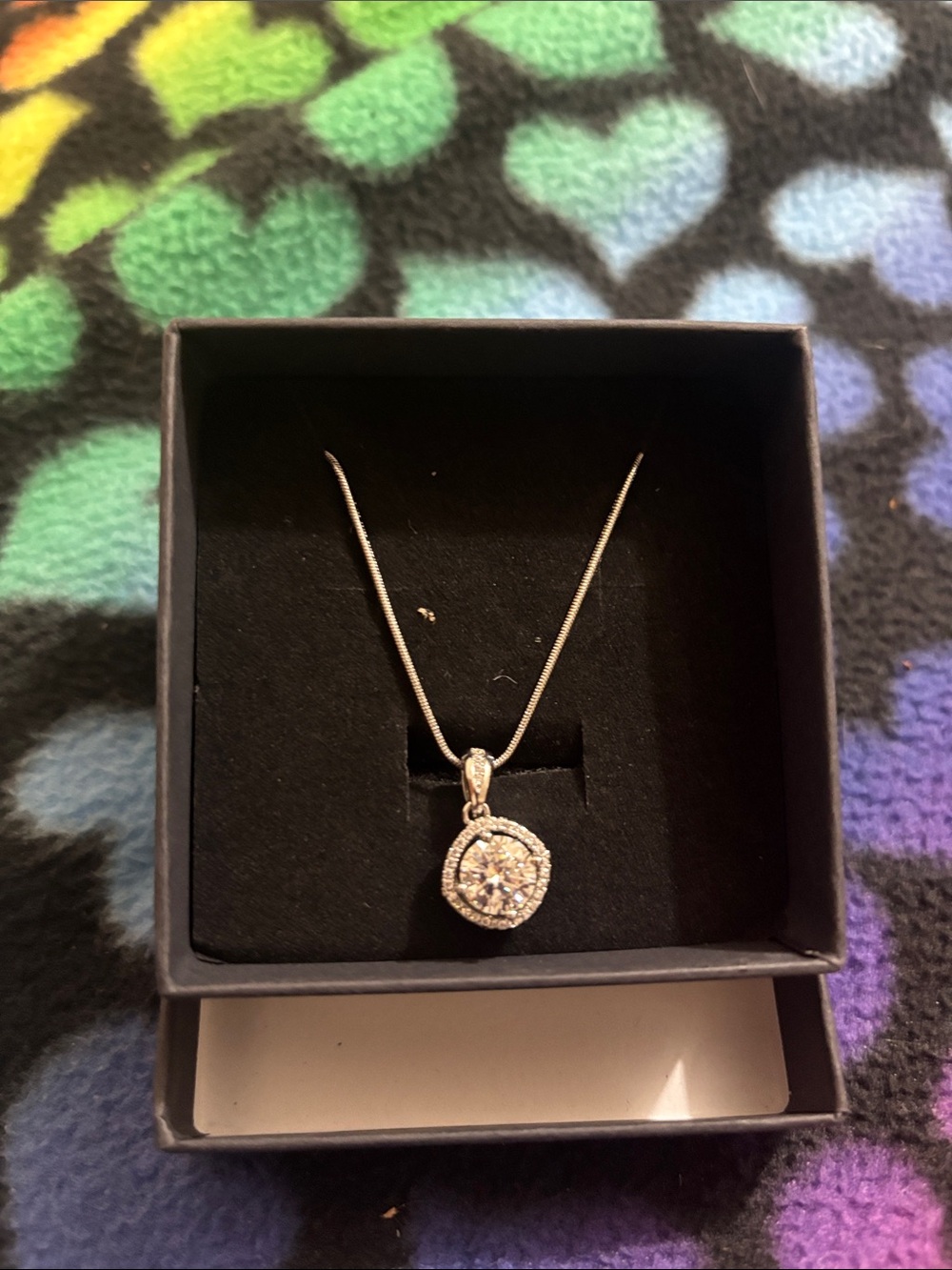 Sterling Silver Round Halo Pendant Necklace - Moissanite Diamond